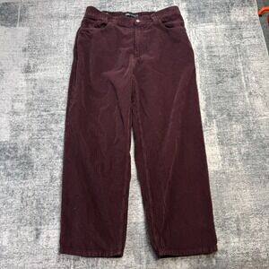 Zara Corduroy Pants Mens 34x29 Burgundy Wide Wale Relaxed Baggy Skate Embroidery